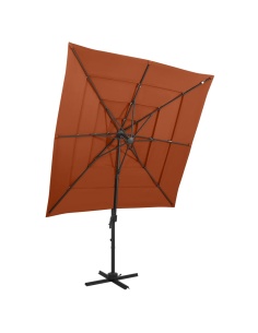 Градински чадър на 4 нива, алуминиев прът, теракота, 250x250 см