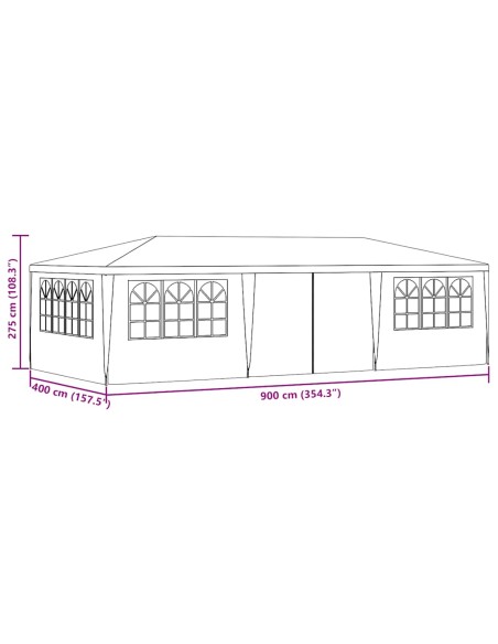 Професионална парти шатра със стени 4x9 м антрацит 90 г/м²