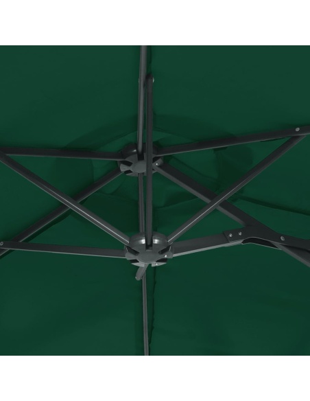 Градински чадър с двоен покрив и LED, зелен, 316x240 см