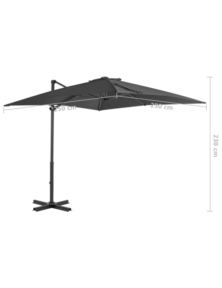 Конзолен градински чадър с алуминиев прът, антрацит, 250x250 см