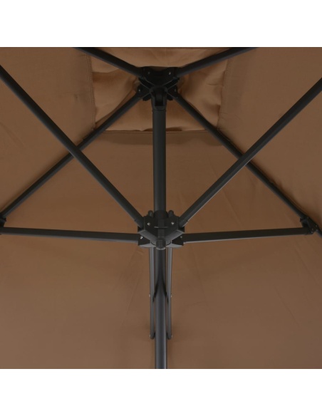 Градински чадър със стоманен прът, 250x250 см, таупе