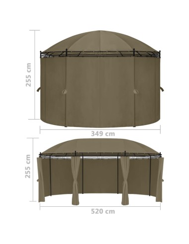 Шатра със завеси, 520x349x255 см, таупе, 180 г/м²