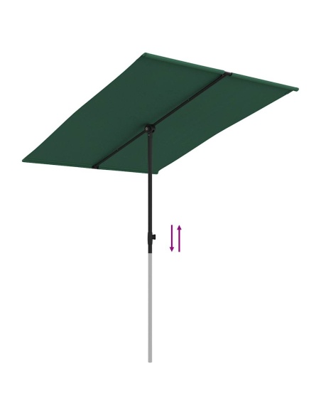 Градински чадър с алуминиев прът, 2x1,5 м, зелен