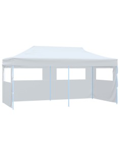 Сгъваема парти шатра със странични стени, 3x6 м, стомана, бяла