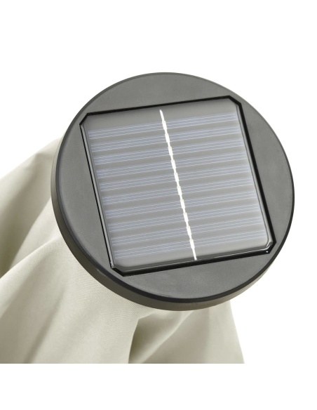Градински чадър с LED осветление, пясъчен, 200x211 см, алуминий