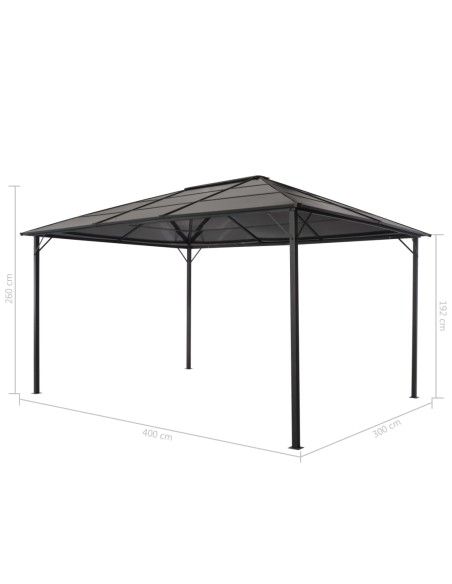 Шатра с покрив, алуминий, 4x3x2,6 м, черна