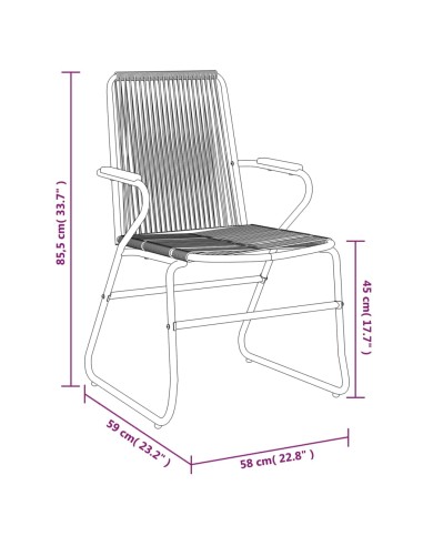 Градински столове, 2 бр, черни, 58x59x85,5 см, PVC ратан