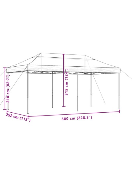Сгъваема парти шатра, pop-up, кафява, 580x292x315 см