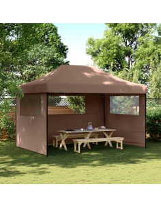Сгъваема парти шатра pop-up с 3 странични стени кафява