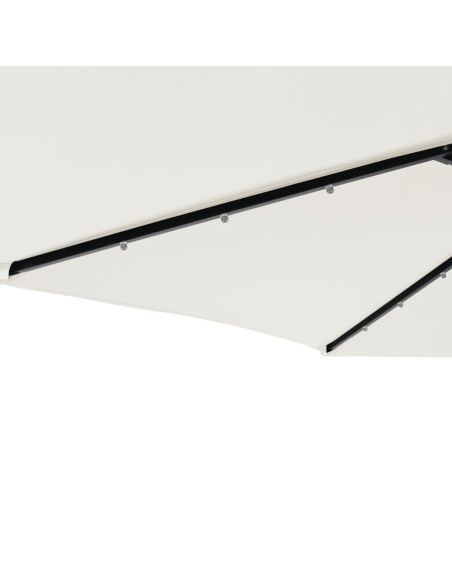 Градински чадър с LED и стоманен прът, бял, 225x225x212 см