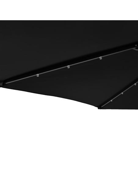 Градински чадър с LED и стоманен прът, черна, 225x225x212 см