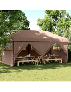 Сгъваема парти шатра pop-up с 4 странични стени кафява