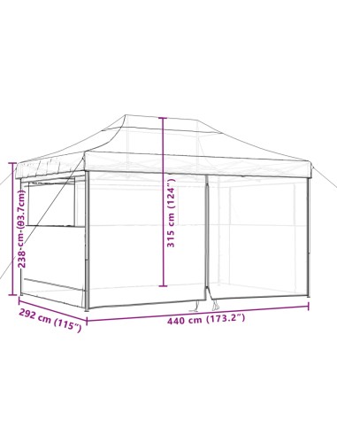 Сгъваема парти шатра pop-up с 4 странични стени оранжева