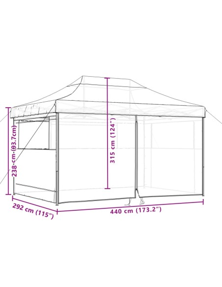 Сгъваема парти шатра pop-up с 4 странични стени оранжева