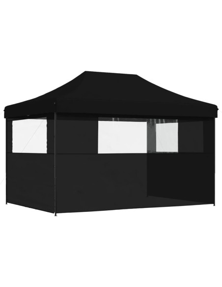 Сгъваема парти шатра pop-up с 3 странични стени черна