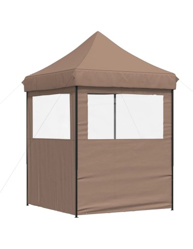 Сгъваема парти шатра pop-up с 2 странични стени кафява