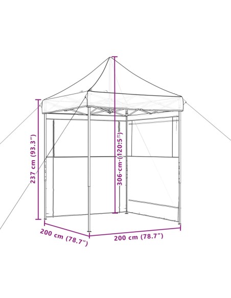 Сгъваема парти шатра pop-up с 2 странични стени кафява