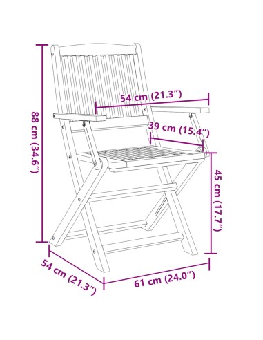 Сгъваеми градински столове 2 бр 58x54,5x90 см акация масив