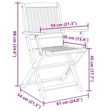 Сгъваеми градински столове 2 бр 58x54,5x90 см акация масив
