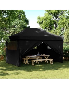 Сгъваема парти шатра pop-up с 4 странични стени черна