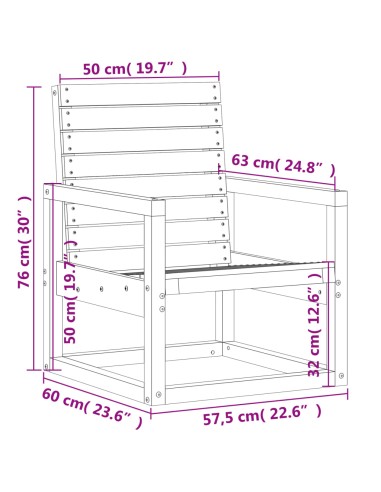 Градински стол, бял, 57,5x63x76 см, борово дърво масив