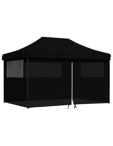 Сгъваема парти шатра pop-up с 4 странични стени черна