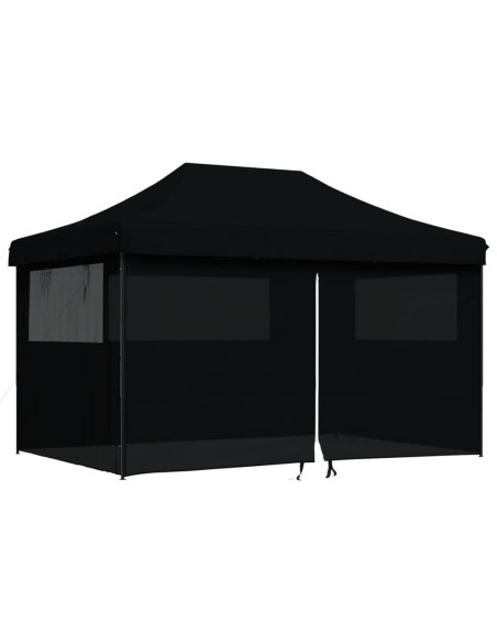 Сгъваема парти шатра pop-up с 4 странични стени черна