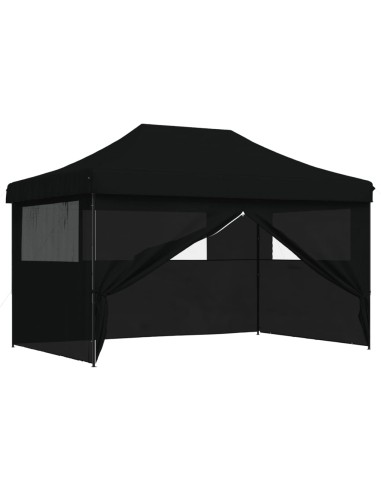 Сгъваема парти шатра pop-up с 4 странични стени черна