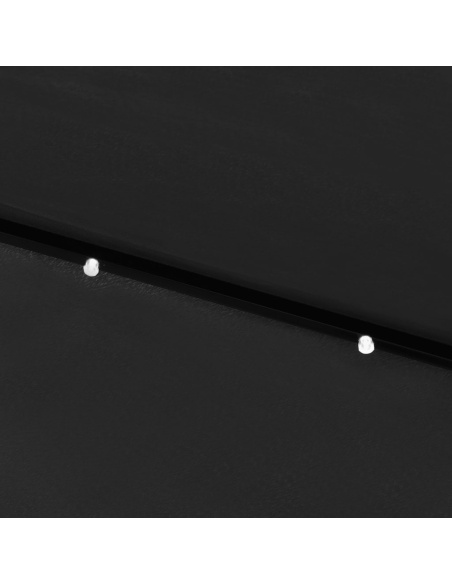 Градински чадър с LED и стоманен прът, черен, 2x3 м