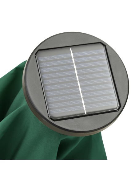 Градински чадър с LED осветление, зелен, 200x211 см, алуминий