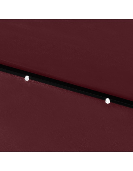 Градински чадър с LED и стоманен прът, бордо червен, 2x3 м