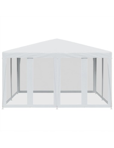 Парти палатка с 8 мрежести странични стени, бели, 4x4 м, HDPE