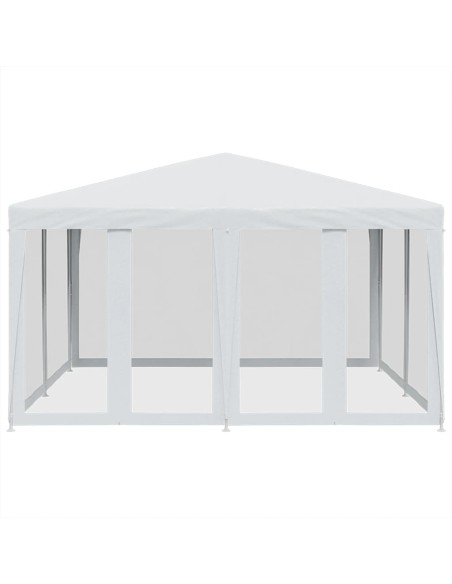 Парти палатка с 8 мрежести странични стени, бели, 4x4 м, HDPE