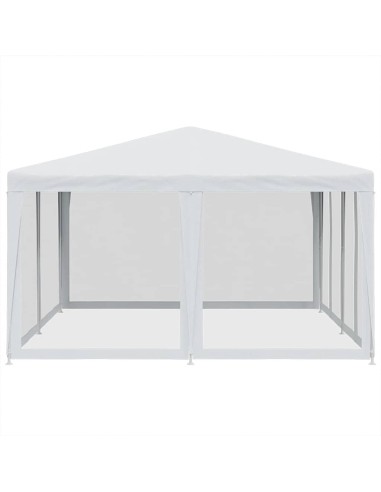 Парти палатка с 8 мрежести странични стени, бели, 4x4 м, HDPE