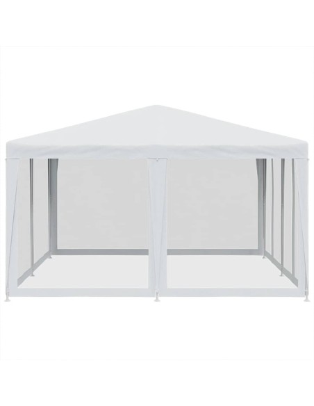 Парти палатка с 8 мрежести странични стени, бели, 4x4 м, HDPE