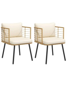 Градински столове 2 бр. с възглавници Natural Poly Rattan