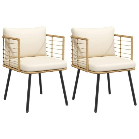 Градински столове 2 бр. с възглавници Natural Poly Rattan