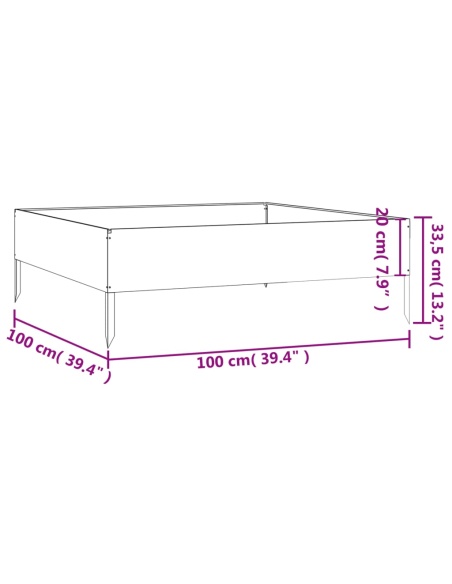 Градинска повдигната леха 100x100x33,5 см кортенова стомана