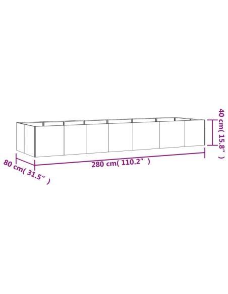 Градинска повдигната леха 280x80x40 см кортенова стомана