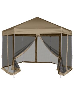 Шестоъгълна pop-up шатра със стени 3,6x3,1 м таупе 220 г/м²