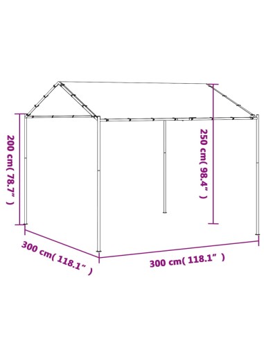 Навес беседка антрацит 3x3 м стомана и текстил