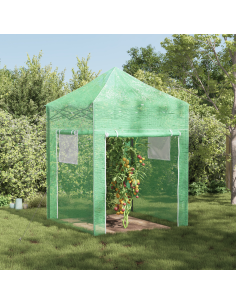Оранжерия с покрив Зелен 200 x 200 x 300 см Стомана
