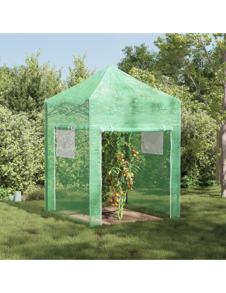 Оранжерия с покрив Зелен 200 x 200 x 300 см Стомана