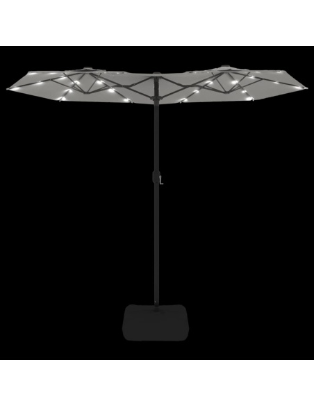 Градински чадър с двоен покрив и LED, пясъчнобяло, 316x240 см