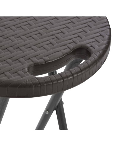 Сгъваеми бар столове, 2 бр, HDPE и стомана, кафяви, ратанов вид