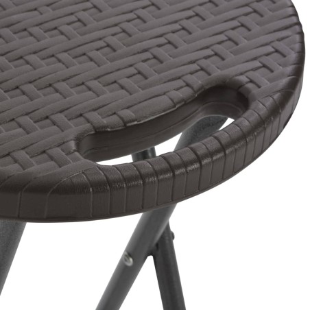 Сгъваеми бар столове, 2 бр, HDPE и стомана, кафяви, ратанов вид