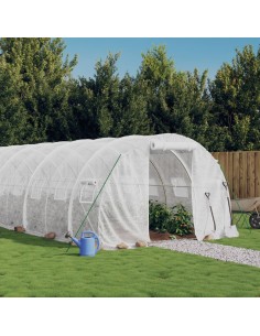 Оранжерия със стоманена рамка бяла 30 м² 10x3x2 м