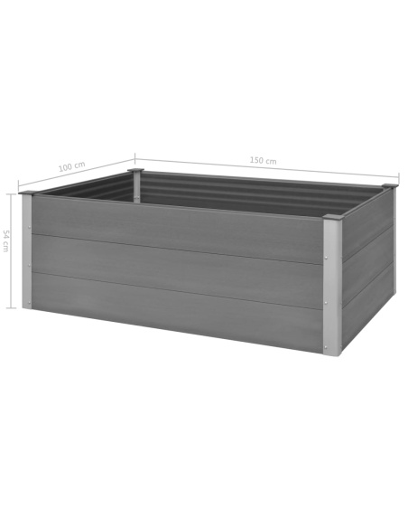 Градинска повдигната леха, WPC, 150x100x54 см, сива