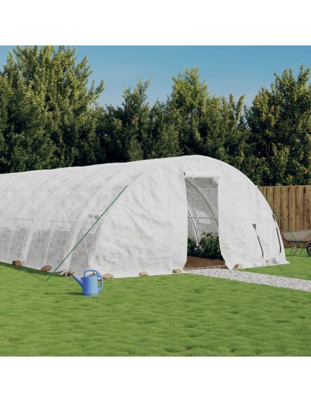 Оранжерия със стоманена рамка бяла 80 м² 16x5x2,3 м