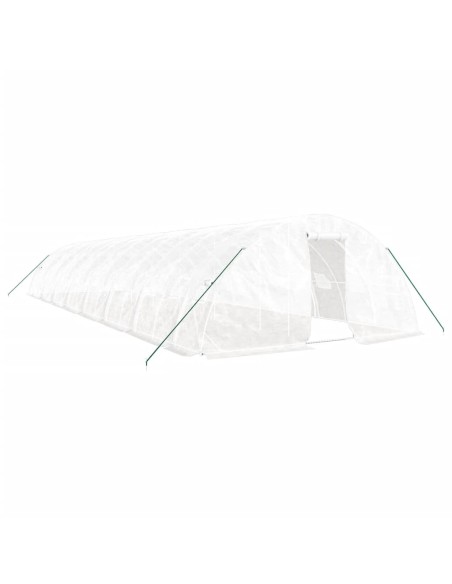 Оранжерия със стоманена рамка бяла 80 м² 16x5x2,3 м
